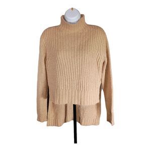Naadam tProject Sweater Mock Neck Long Sleeve Hi-Lo Hem Knit Tan Camel Womens XS